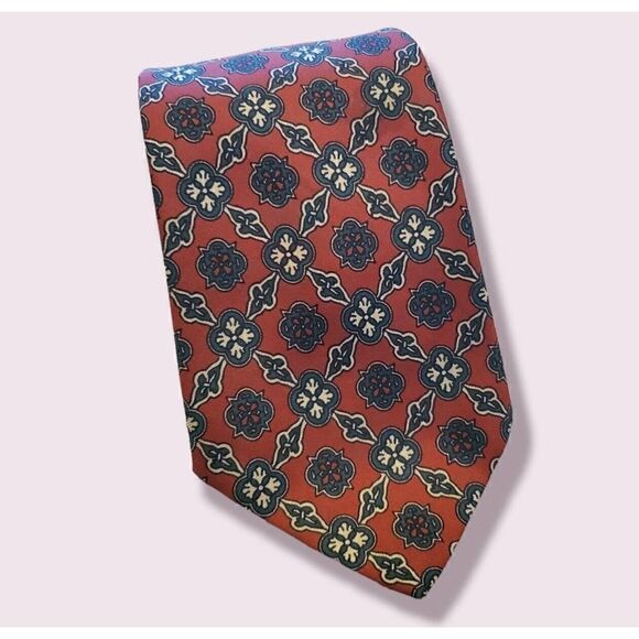Brooks Brothers Makers Red Blue Geometric Necktie Tie Preppy | Ivy EUC - Picture 1 of 4